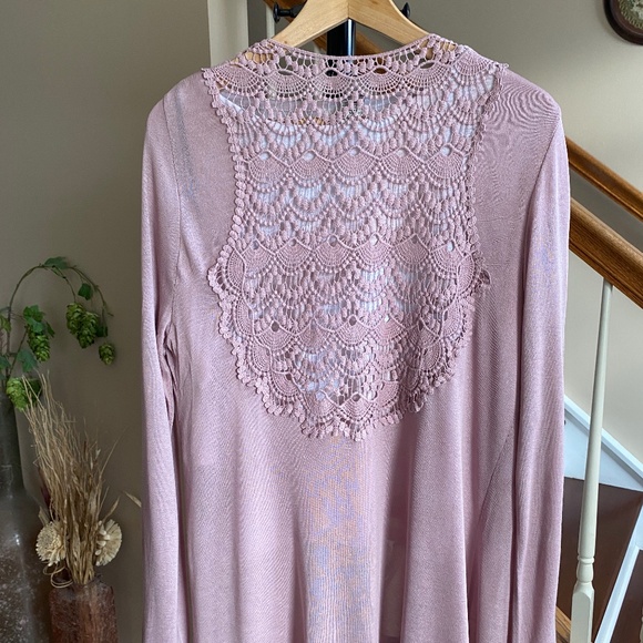Vertigo Paris Crochet Long Sleeve Hi Low Open Cardigan NWT. Size L - Picture 8 of 12